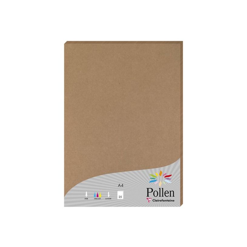 3329680292053-Pollen - 25 Feuilles papier couleur - A4 (21 x 29,7 cm) - 210 g/m² - kraft-P_79431463_1-0