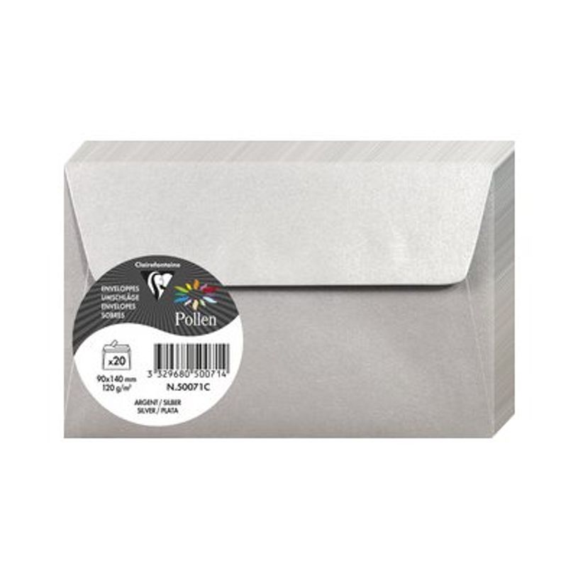 3329680500714-Pollen - 20 Enveloppes - 90 x 140 mm - 120 g/m² - argent-P_79431464_1-0