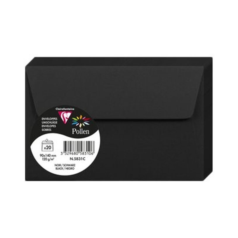 3329680583106-Pollen - 20 Enveloppes - 90 x 140 mm - 120 g/m² - noir-P_79431469_2-3