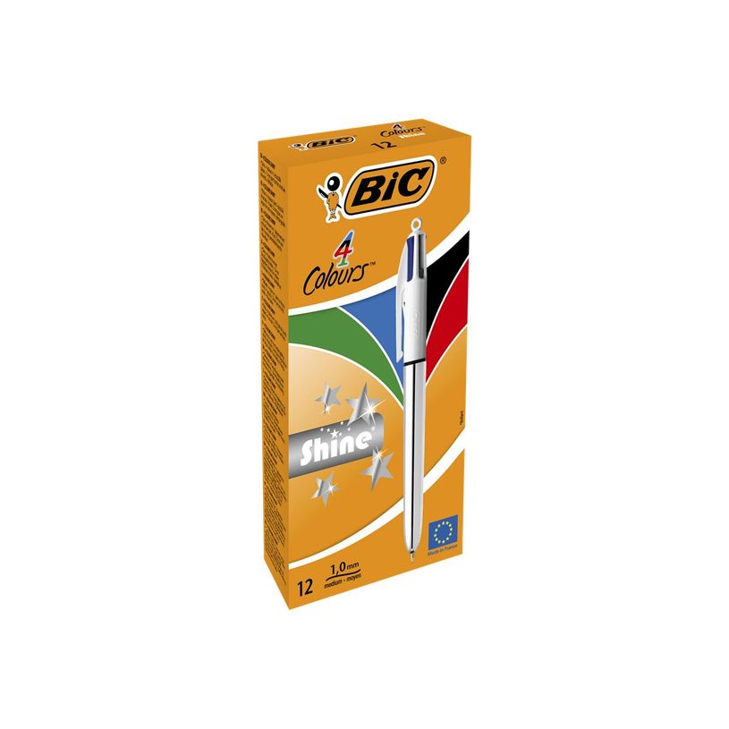3086123343979-BIC 4 Couleurs Shine - 12 Stylos à bille 4 couleurs - corps argenté métallisé-P_79431485_6-6