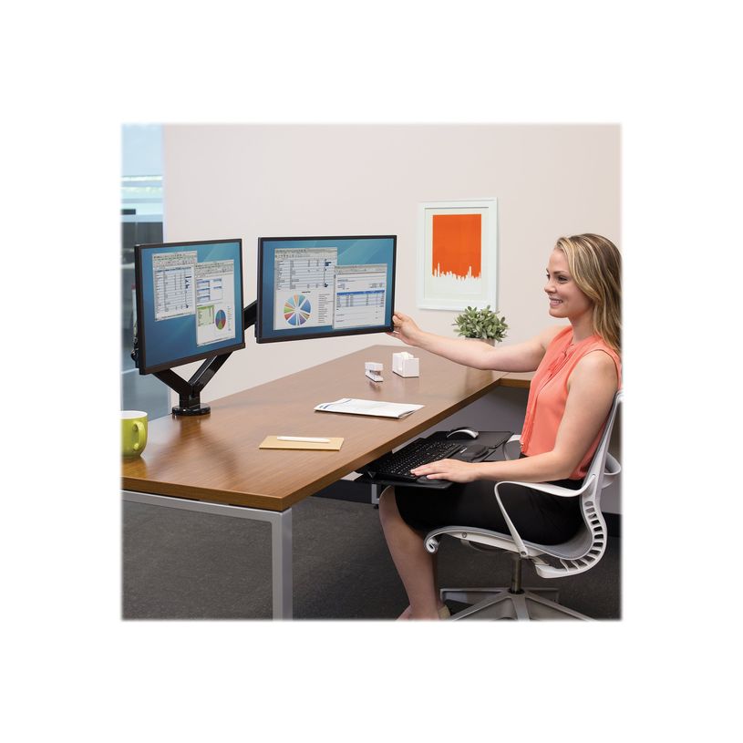 0043859716968-Fellowes Platinum Series Dual Monitor Arm - Kit de montaje - brazo ajustable - para 2 monitores - aluminio - negro - tamaño de pantalla: hast-P_79431492_13-7