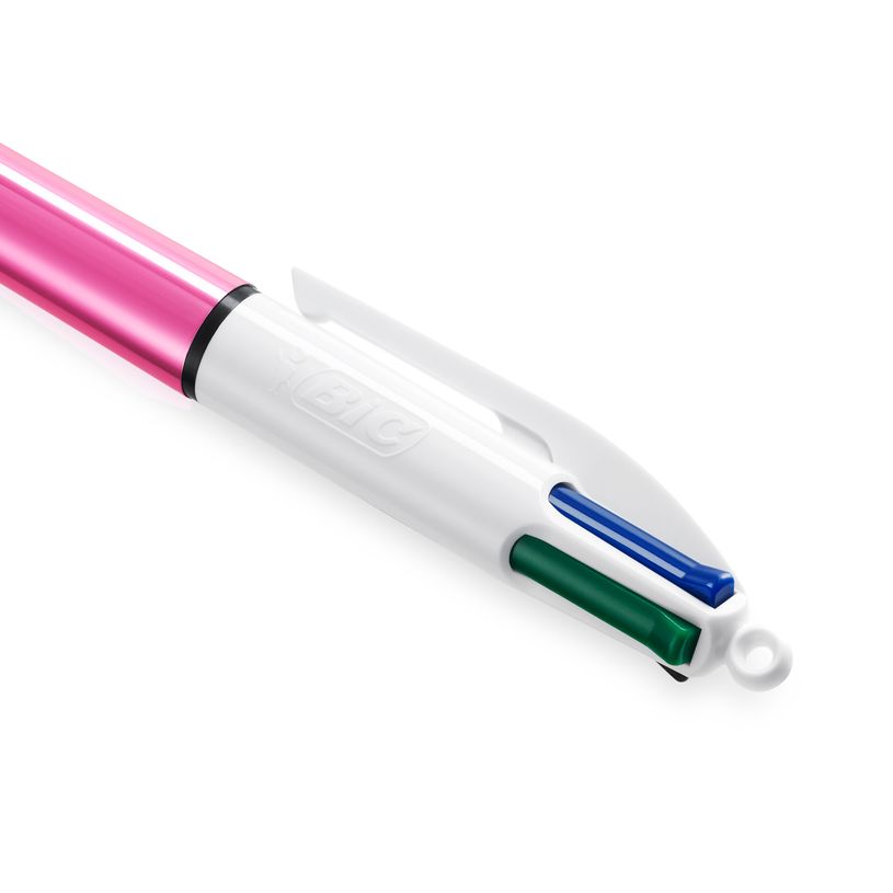 3086123502918-BIC 4 Couleurs Shine - 12 Stylos à bille 4 couleurs - corps rose métallisé-P_79431598_4-3