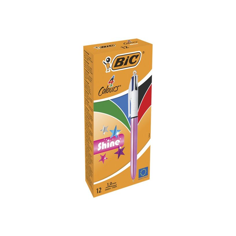 3086123502918-BIC 4 Couleurs Shine - 12 Stylos à bille 4 couleurs - corps rose métallisé-P_79431598_6-5