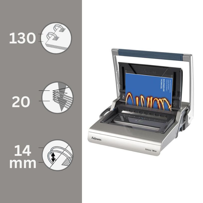0043859530021-Fellowes Galaxy/Wire - machine à relier / relieuse perforeuse manuelle par anneaux métal - Perfore 15 feui--1