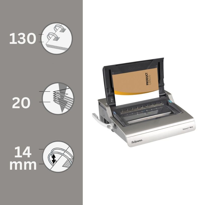 0043859530038-Fellowes Galaxy-E/Wire - machine à relier / relieuse perforeuse éléctrique par anneaux métal - Perfore 20 feui--1