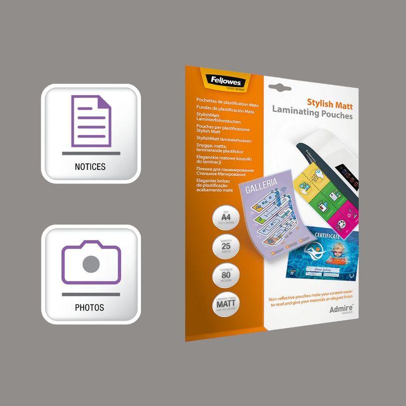 0043859730872-Fellowes - 25 pochettes de plastification A4 (216 x 303 mm) - 80 microns - mate--4