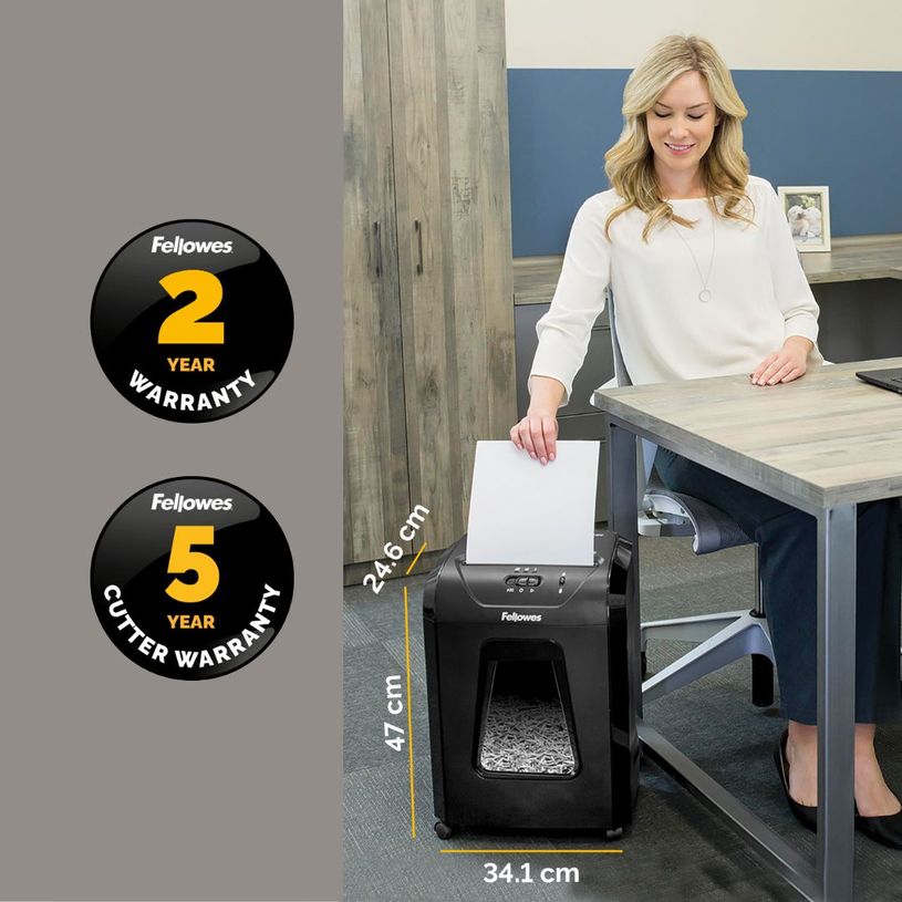 0043859732326-Fellowes Powershred 12C - destructeur de documents coupe croisée -12 feuilles - Corbeille 12 litres --5