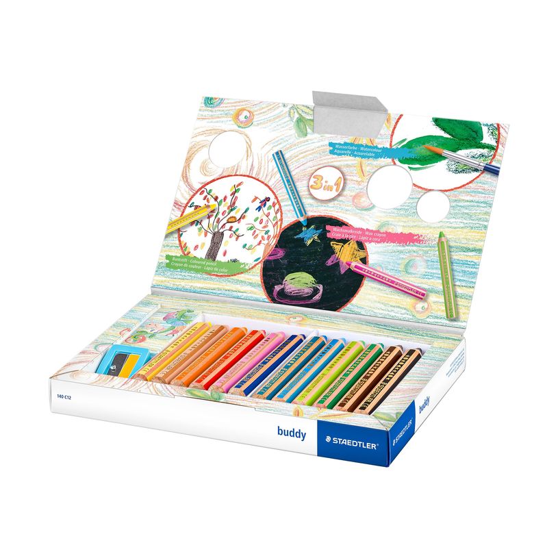 4007817029190-STAEDTLER Buddy - 12 Crayons de couleur - pointe large-P_79431784_1-9
