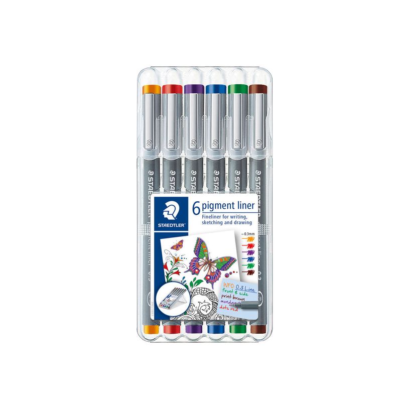 4007817036747-STAEDTLER pigment liner - Pack de 6 Feutres fins - 0.3 mm - couleurs assorties-P_79431808_3-3