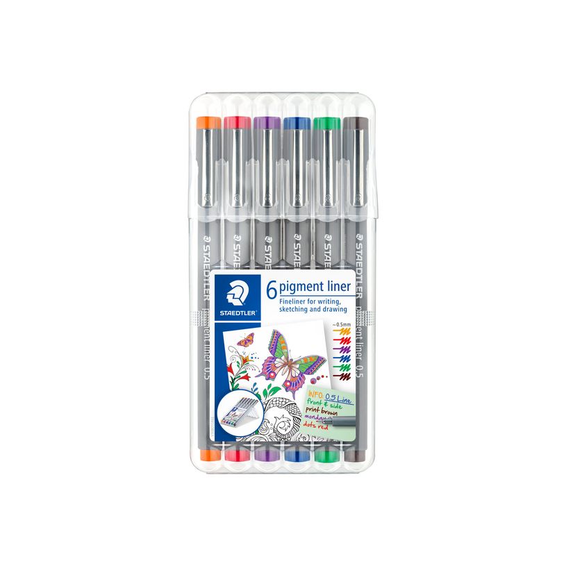 4007817036761-STAEDTLER pigment liner - Pack de 6 Feutres fins - 0.5 mm - couleurs assorties-P_79431809_1-0