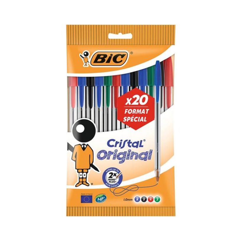 3086123333956-BIC Cristal Original - 20 Stylos à bille - noir, rouge, bleu, vert-P_79431827_1-0