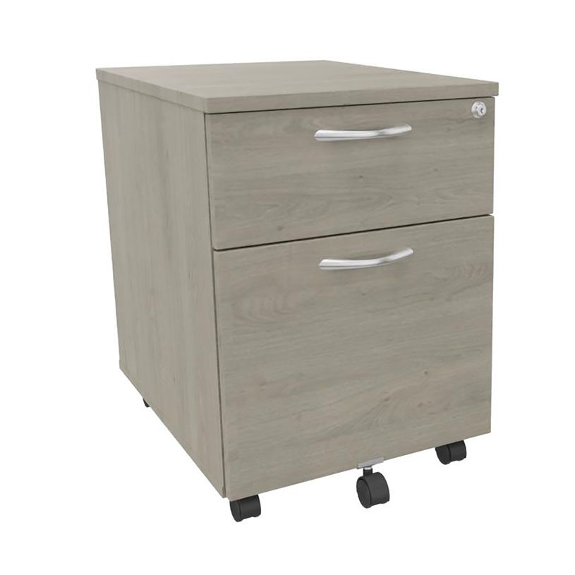 3253310161375-Caisson mobile IDRA/DUAL - L43 x H56 x P60 cm - 2 Tiroirs dont 1 dossier suspendu - Imitation Chêne gr--0