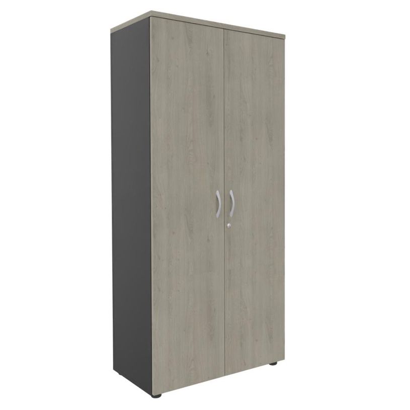 3253310161740-Armoire haute IDRA/DUAL - H180 x L80 x P47 - 2 portes - Corps anthracite - Portes et dessus imitation c--0