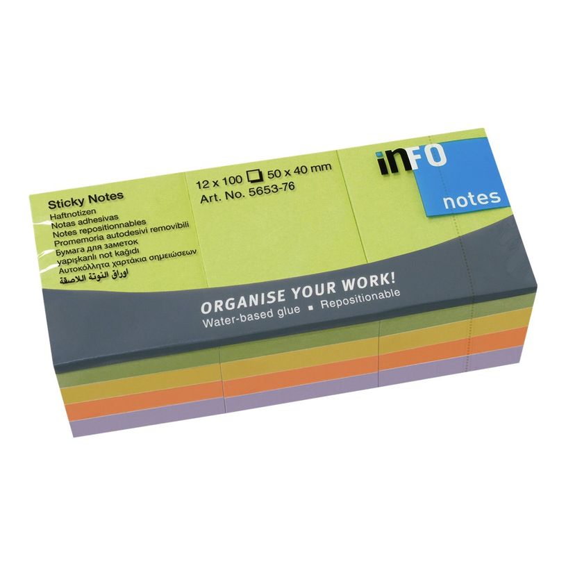 4044355772133-Global Notes - Pack de 12 Blocs - Notes adhésives 100 feuilles - 50 x 40 mm - couleurs spr-P_79432108_1-0