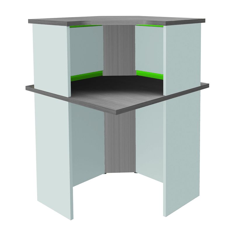 3253310161337-Banque d'accueil en angle 90° LUMINA - avec réhausse - L80 x H115 x P80 cm - Bande translucide Anis-P_79432149_1-0