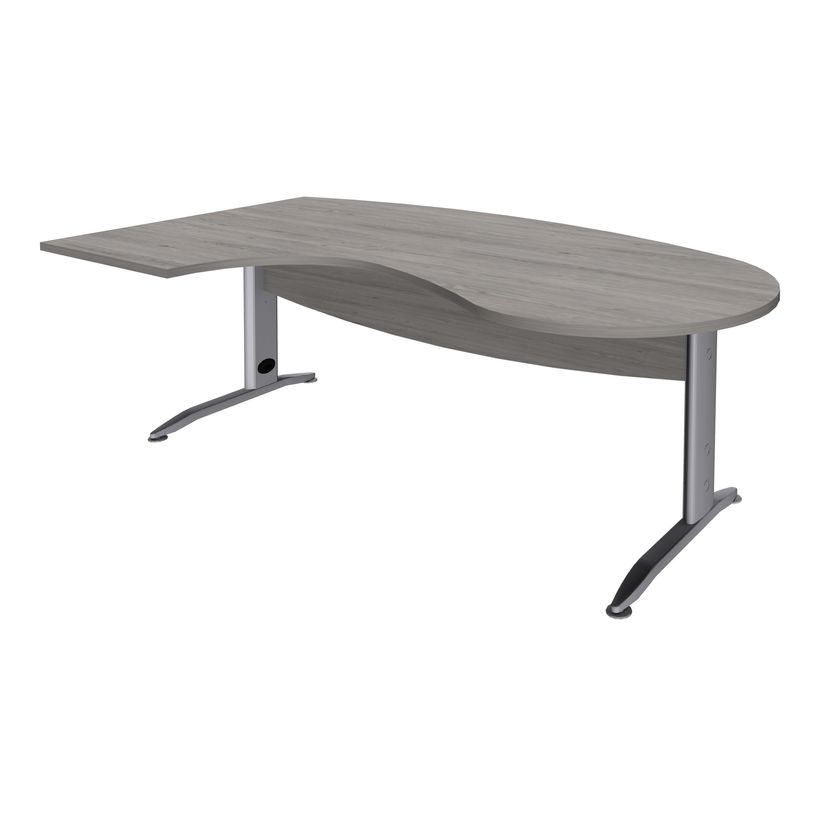 3253310161399-Bureau compact manager retour à gauche IDRA - 200 cm - pieds alu - Chêne gris (pied de renfort obligato-P_79432155_1-0