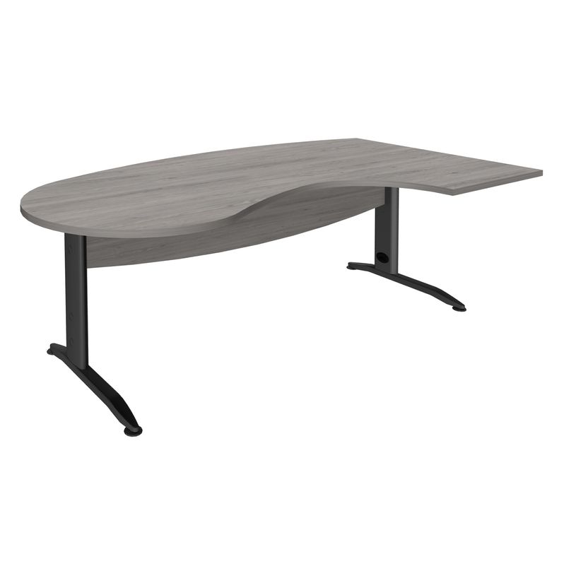 3253310161412-Bureau compact manager retour à droite IDRA - 200 cm - pieds anthracite - Chêne gris (pied de renfort obligato-P_79432156_1-0