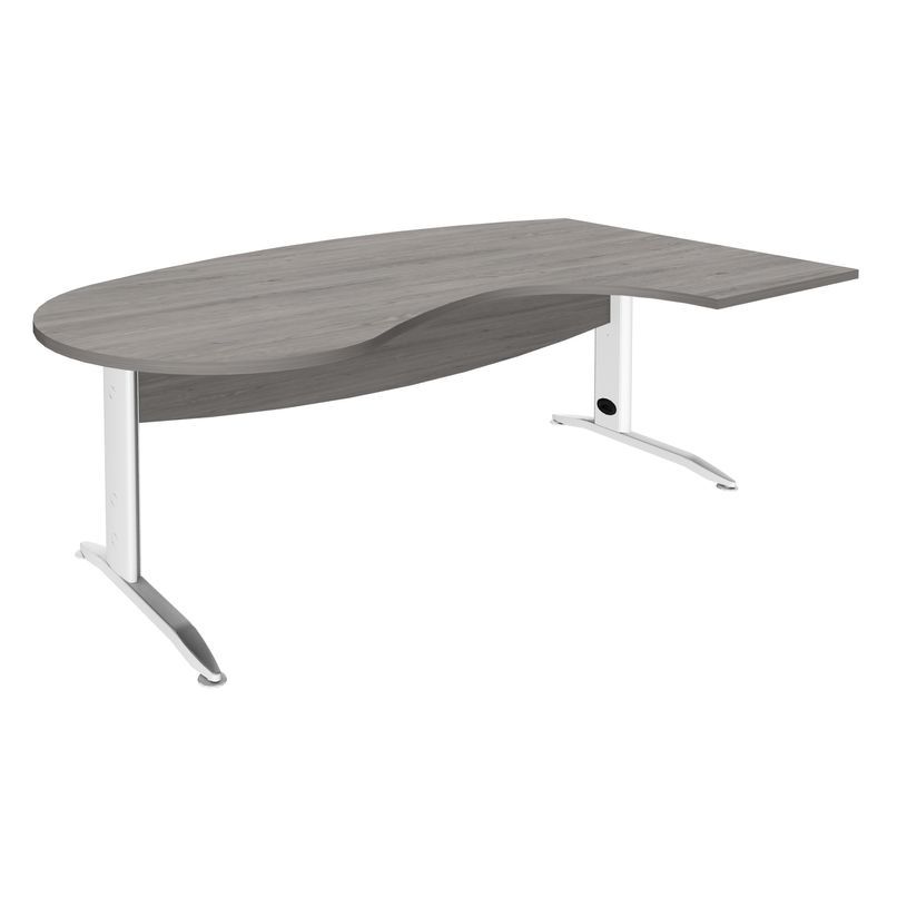 3253310161436-Bureau compact manager retour à droite IDRA - 200 cm - pieds blanc - Chêne gris (pied de renfort obligato-P_79432158_1-0
