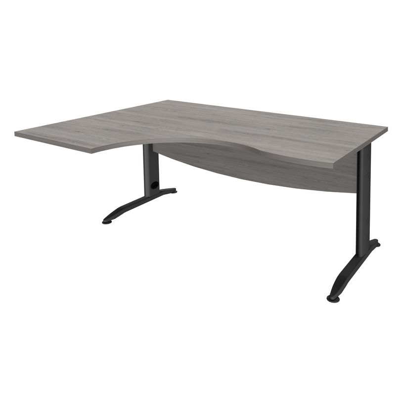 3253310161443-Bureau compact à gauche IDRA - L180 cm - Pieds anthracite - plateau imitation Chêne gris (Pieds de renfort obligato-P_79432159_1-0