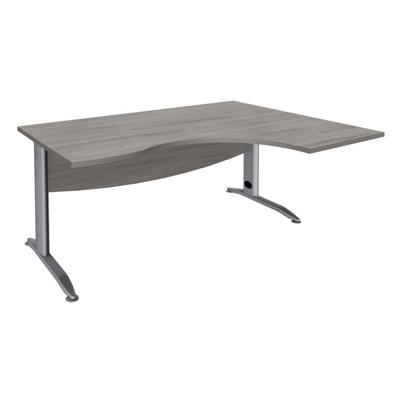 3253310161481-Bureau compact à droite IDRA - L180 cm - Pieds alu - plateau imitation Chêne gris (Pieds de renfort obligato-P_79432163_1-0