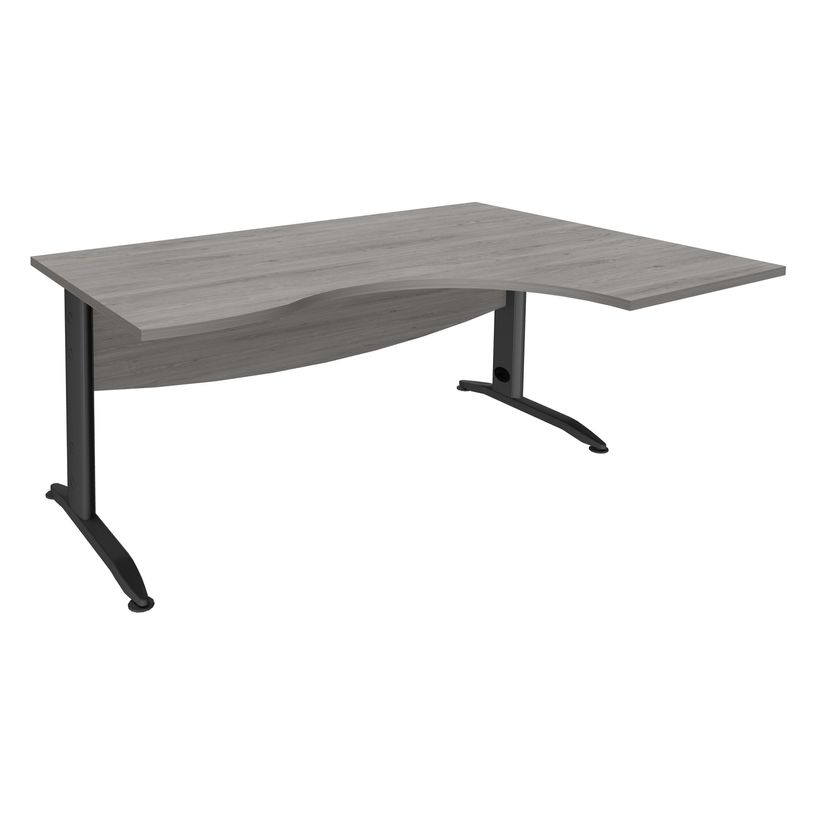 3253310161535-Bureau compact à droite IDRA - L160 cm - Pieds anthracite - plateau imitation Chêne gris (Pieds de renfort obligato-P_79432168_1-0