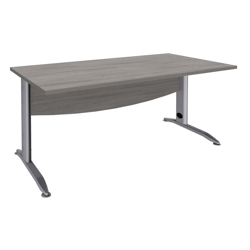 3253310161573-Bureau droit IDRA - L80 cm - Pieds alu - plateau imitation Chêne gris-P_79432172_1-0