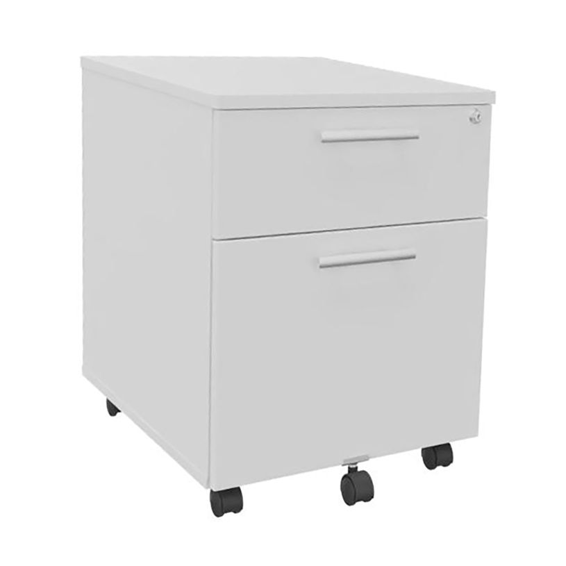 3253310145917-Caisson mobile EXPRIM/LOFTER/LEVEL - L43 x H56 x P60 cm - 2 tiroirs dont 1 DS - Blanc perle--0