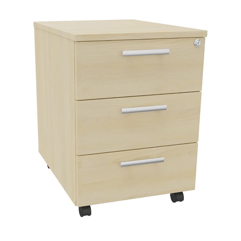 3253310146082-Caisson mobile EXPRIM/LOFTER/LEVEL - L43 x H56 x P60 cm - 3 tiroirs - Imitation Erable--0