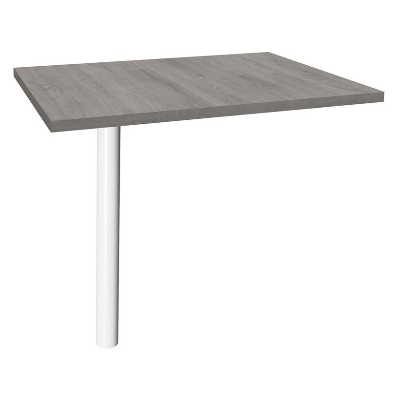 3253310161887-Extension IDRA/DUAL sur pied tube - 80 x 60 cm - Pied blanc - plateau imitation Chêne gris-P_79432202_1-0