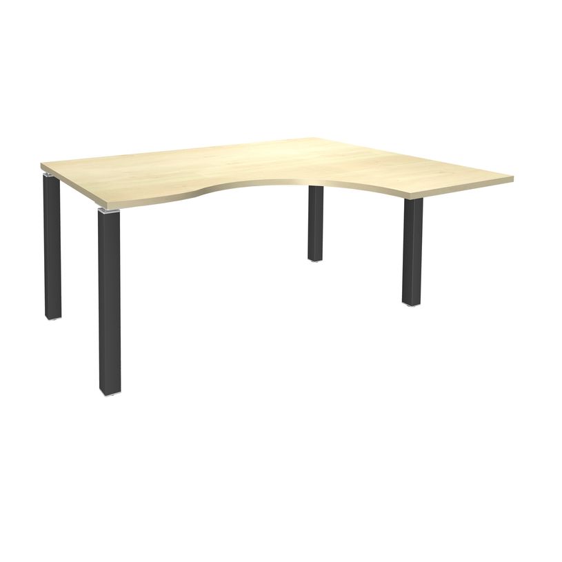 3253310146259-Bureau compact EXPRIM - L160 cm - Retour droite - Plateau imitation Erable - Pieds carbone (Pieds de renfort obligato-P_79432219_1-0