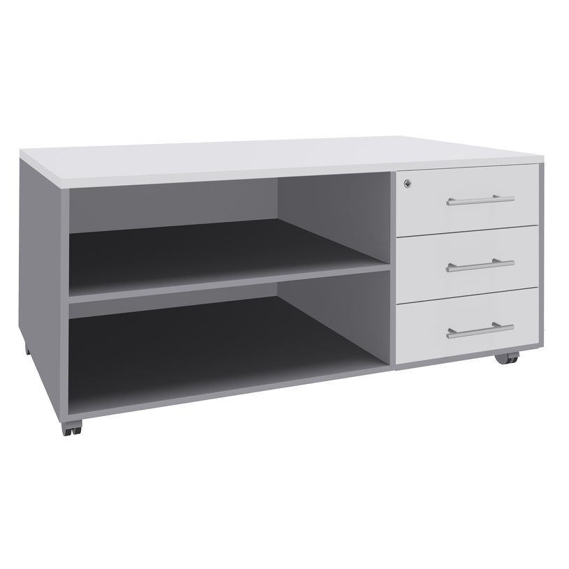 3253310148727-Console mobile EXPRIM/LOFTER/LEVEL - L120 x H63 x P60 cm - 3 tiroirs - coté aluminium - finition -P_79432230_1-0
