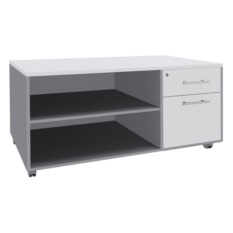3253310148734-Console mobile EXPRIM/LOFTER/LEVEL - L120 x H63 x P60 cm - 2 tiroirs dont 1 DS - coté aluminium - finition -P_79432231_1-0