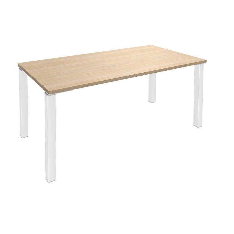 3253310153882-Bureau droit EXPRIM - L140 cm - Plateau imitation Chêne clair - Pieds blanc-P_79432237_1-0