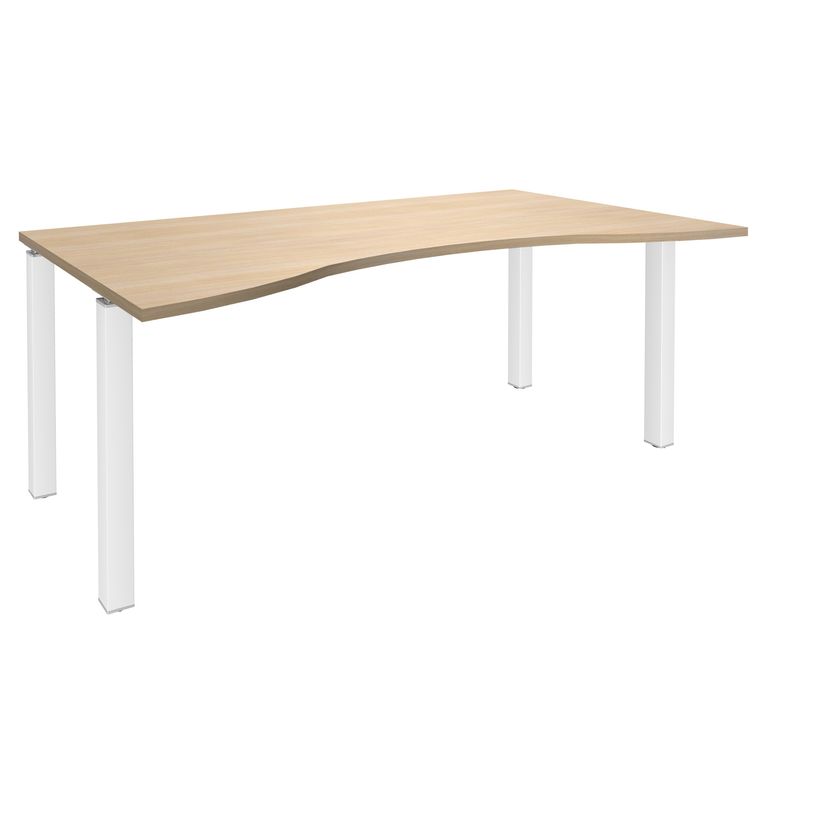 3253310153967-Bureau vague symétrique EXPRIM - L180 cm - Plateau imitation Chêne clair - Pieds blanc-P_79432241_1-0