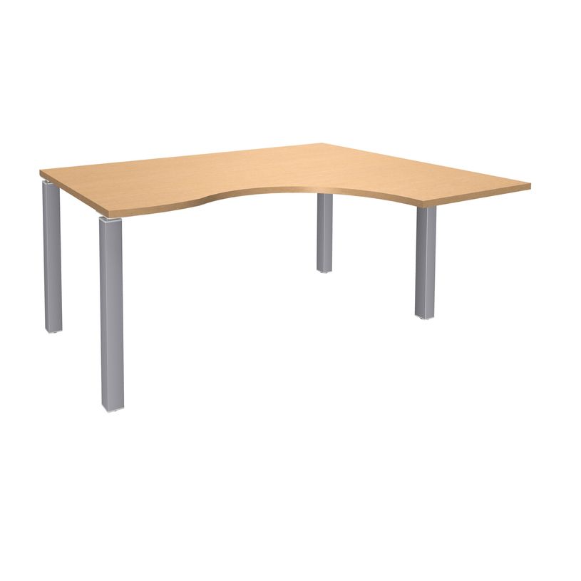 3253310164055-Bureau compact EXPRIM - L160 cm - Retour droite - Plateau imitation Hêtre - Pieds alu (Pieds de renfort obligato-P_79432286_1-0