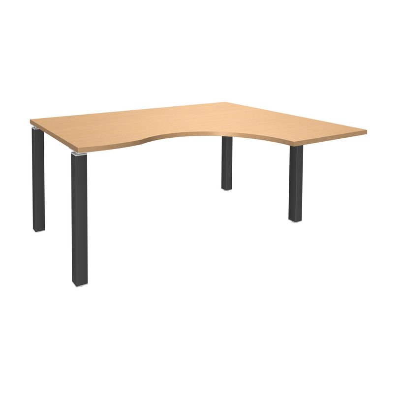 3253310164062-Bureau compact EXPRIM - L160 cm - Retour droite - Plateau imitation Hêtre - Pieds carbone (Pieds de renfort obligato-P_79432287_1-0