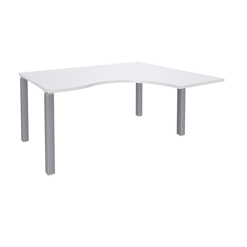 3253310164109-Bureau compact EXPRIM - L160 cm - Retour droite - Plateau Blanc perle - Pieds alu (Pieds de renfort obligato-P_79432291_1-0