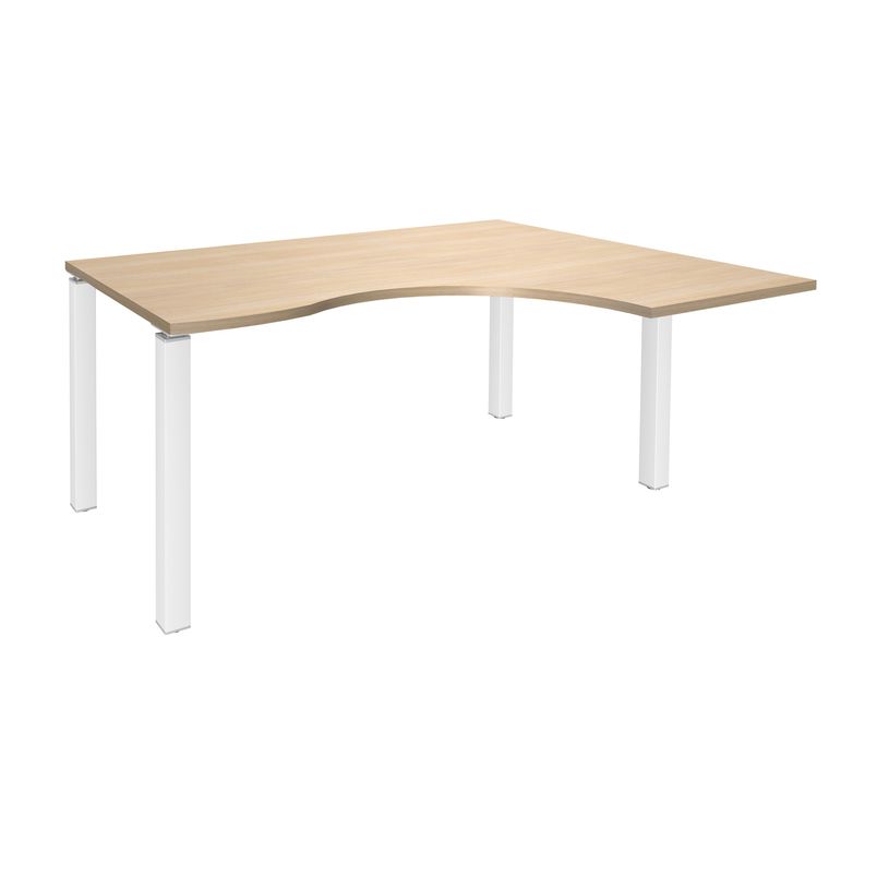 3253310164123-Bureau compact EXPRIM - L160 cm - Retour droite - Plateau imitation Chêne clair - Pieds blanc (Pieds de renfort obligato-P_79432293_1-0