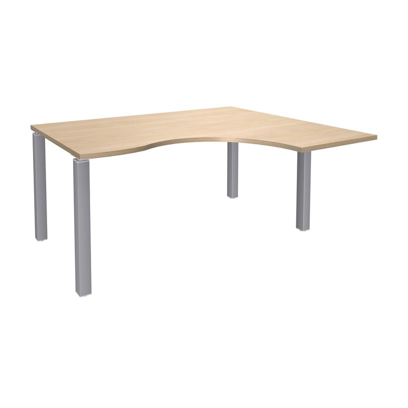 3253310164130-Bureau compact EXPRIM - L160 cm - Retour droite - Plateau imitation Chêne clair - Pieds alu (Pieds de renfort obligato-P_79432294_1-0