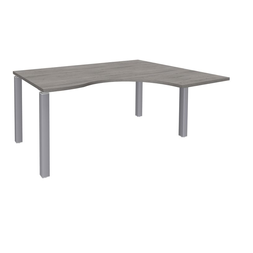 3253310164161-Bureau compact EXPRIM - L160 cm - Retour droite - Plateau imitation Chêne gris - Pieds alu (Pieds de renfort obligato-P_79432297_1-0