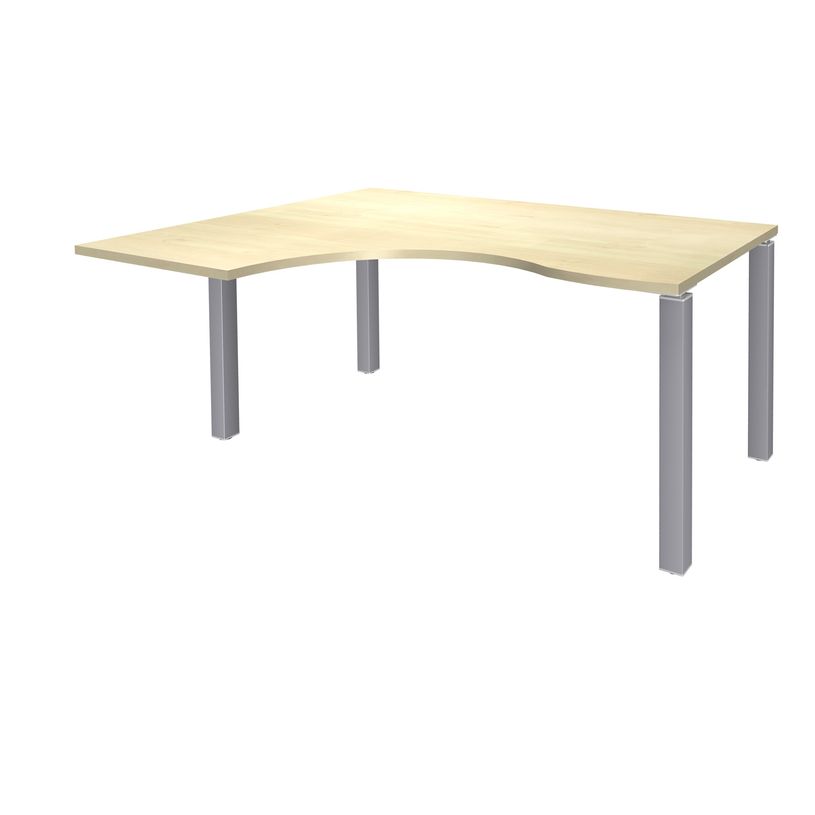3253310164222-Bureau compact EXPRIM - L160 cm - Retour gauche - Plateau imitation Erable - Pieds alu (Pieds de renfort obligato-P_79432303_1-0