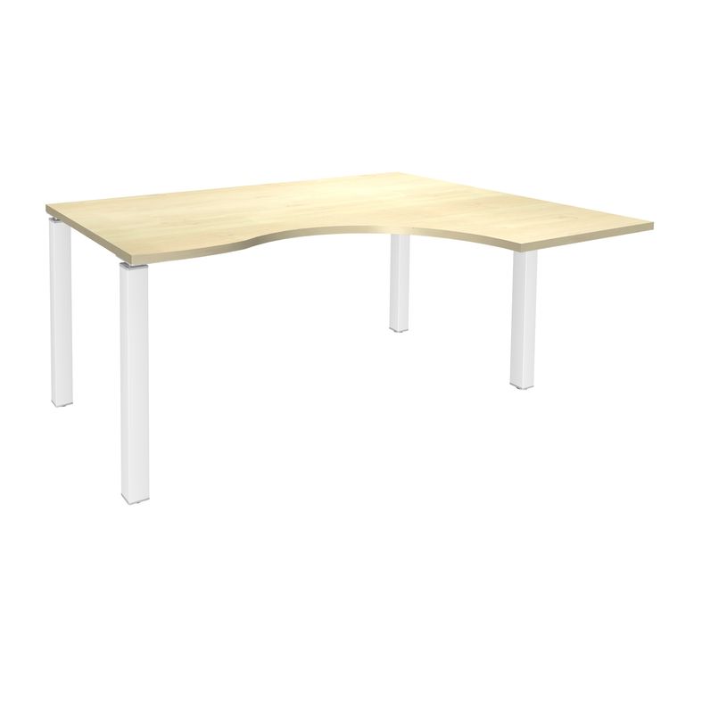 3253310164352-Bureau compact EXPRIM - L180 cm - Retour droite - Plateau imitation Erable - Pieds blanc (Pieds de renfort obligato-P_79432316_1-0