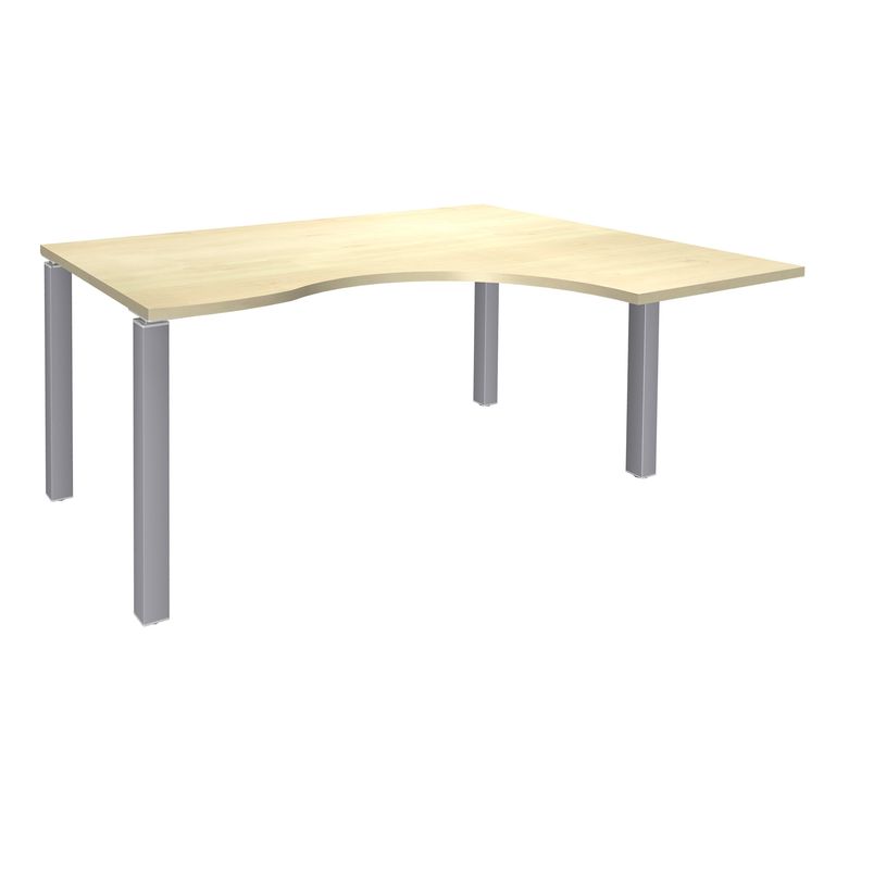 3253310164369-Bureau compact EXPRIM - L180 cm - Retour droite - Plateau imitation Erable - Pieds alu (Pieds de renfort obligato-P_79432317_1-0
