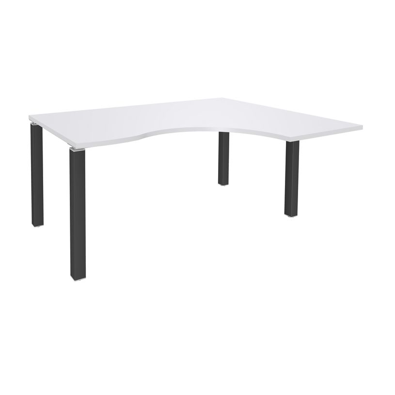3253310164406-Bureau compact EXPRIM - L180 cm - Retour droite - Plateau Blanc perle - Pieds carbone (Pieds de renfort obligato-P_79432321_1-0