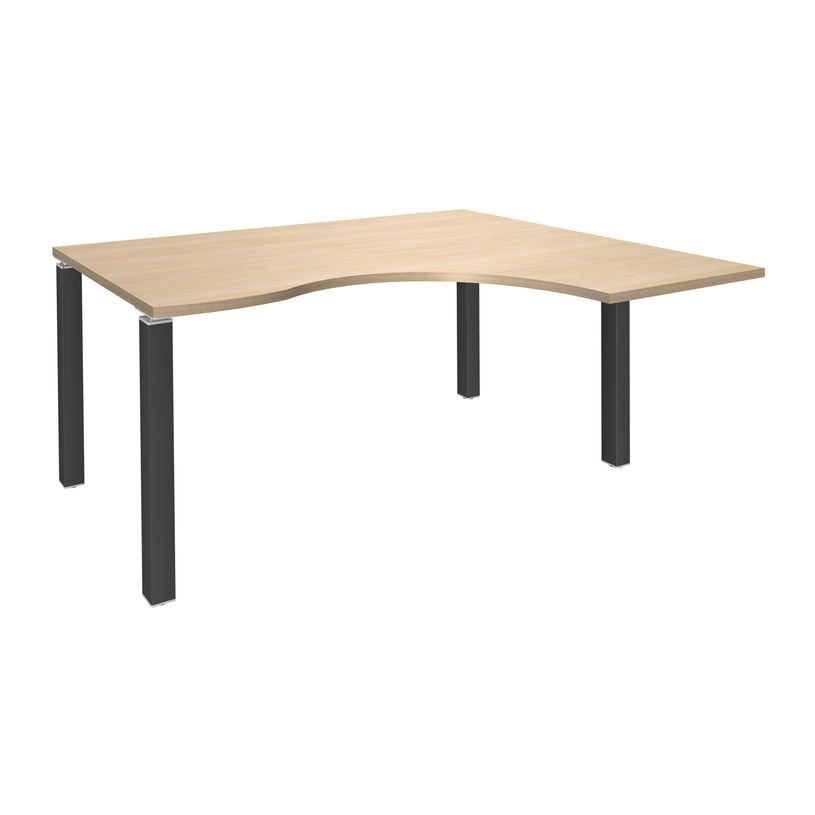 3253310164437-Bureau compact EXPRIM - L180 cm - Retour droite - Plateau imitation Chêne clair - Pieds carbone (Pieds de renfort obligato-P_79432324_1-0