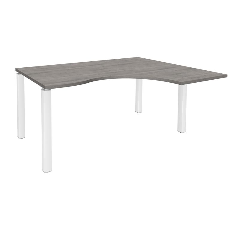3253310164444-Bureau compact EXPRIM - L180 cm - Retour droite - Plateau imitation Chêne gris - Pieds blanc (Pieds de renfort obligato-P_79432325_1-0