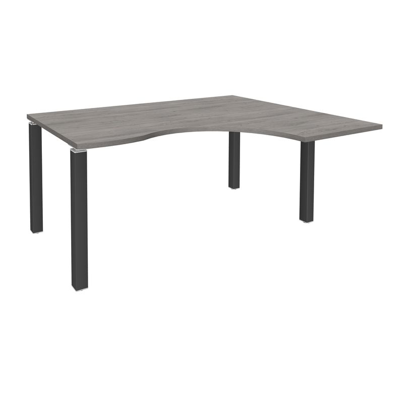 3253310164468-Bureau compact EXPRIM - L180 cm - Retour droite - Plateau imitation Chêne gris - Pieds carbone (Pieds de renfort obligato-P_79432327_1-0