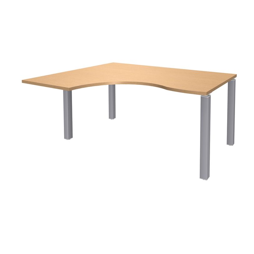 3253310164482-Bureau compact EXPRIM - L180 cm - Retour gauche - Plateau imitation Hêtre - Pieds alu (Pieds de renfort obligato-P_79432329_1-0