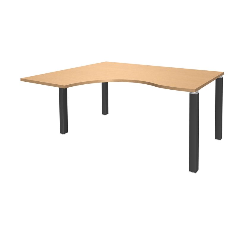 3253310164499-Bureau compact EXPRIM - L180 cm - Retour gauche - Plateau imitation Hêtre - Pieds carbonne (Pieds de renfort obligato-P_79432330_1-0