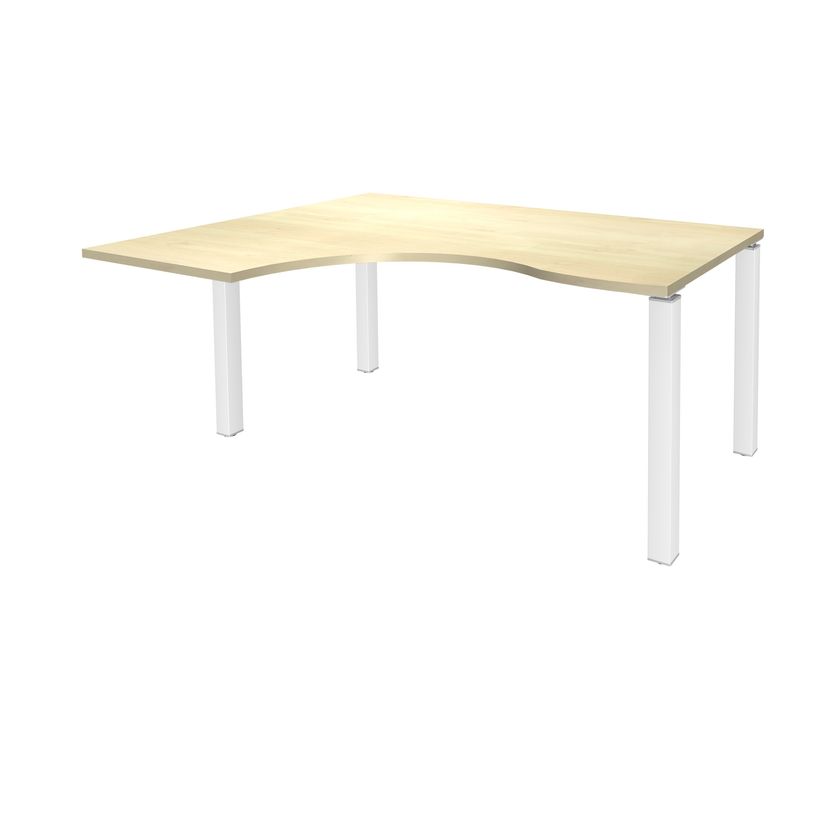 3253310164505-Bureau compact EXPRIM - L180 cm - Retour gauche - Plateau imitation Erable - Pieds blanc (Pieds de renfort obligato-P_79432331_1-0